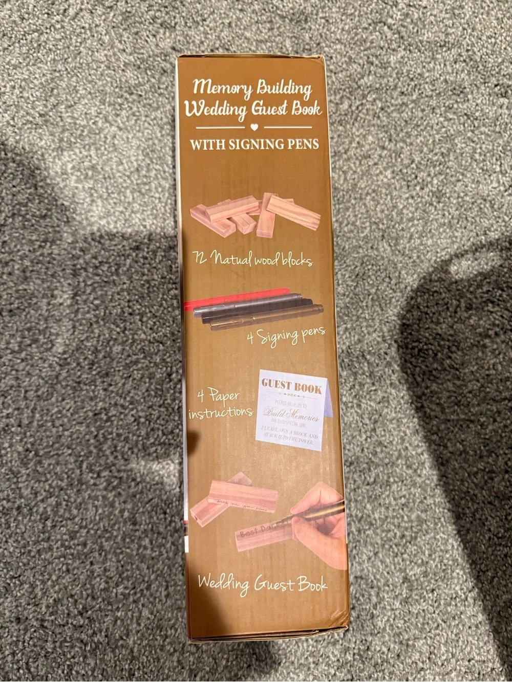 Memory Building Wedding blocks Guest Book with Signing Pens - Natural Wood